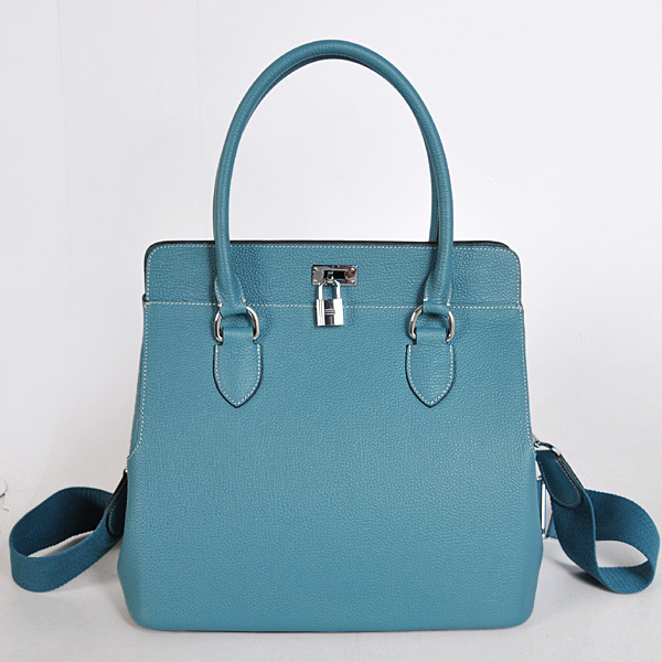 8688 Hermes Strumento sacchetto scatola in pelle togo in Medium Blue con Silver